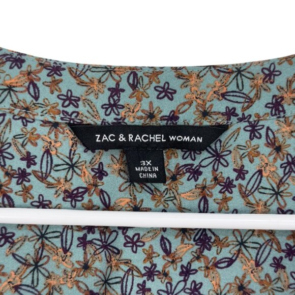 Zac & Rachel Womens Plus Size 3X Floral Long Sleeve Button Up  Top Blouse - Picture 3 of 13